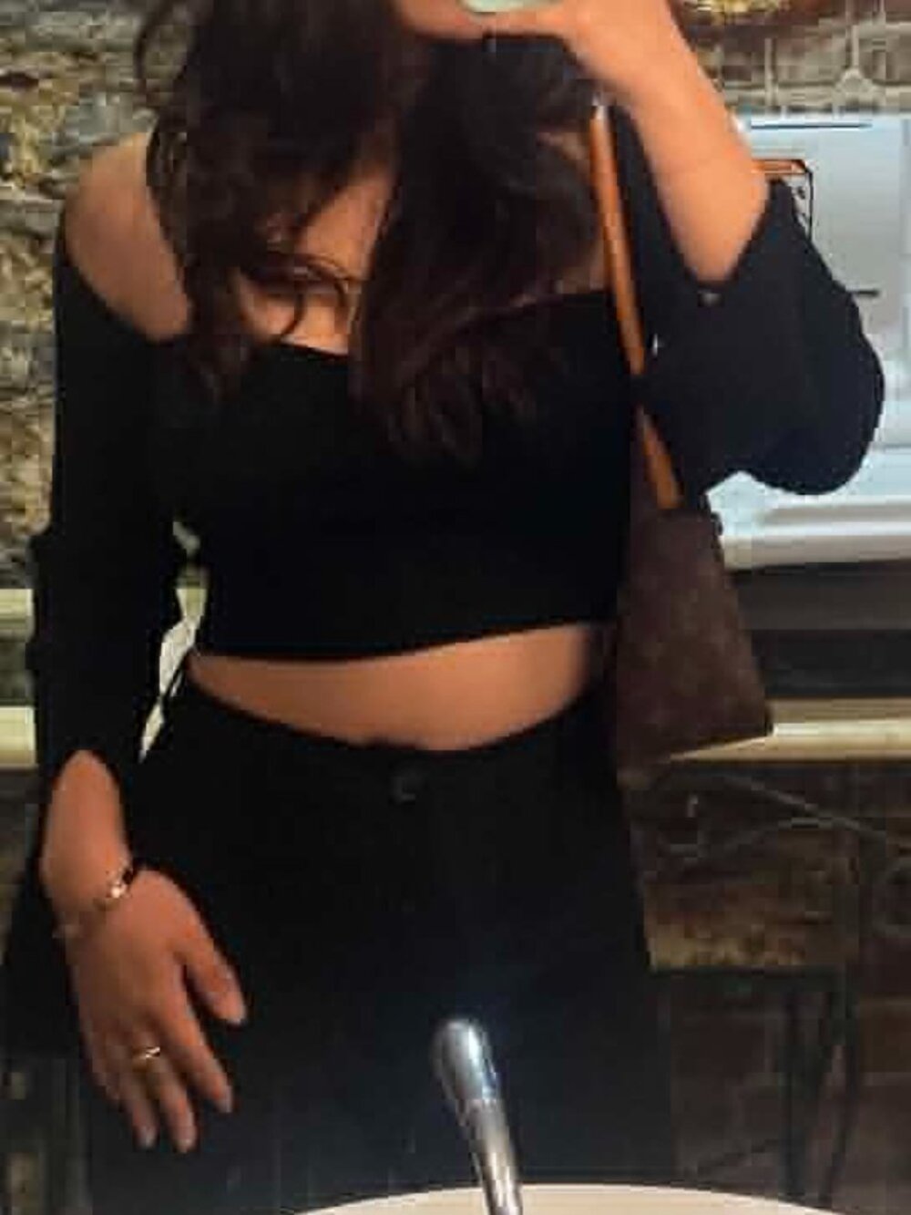 Urban Outfitters Cropped Ribbed Off the Shoulder Sweater Black